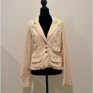 Calvin Klein Jeans Blazer Women's Cream/ivory Corduroy Jacket, 3 Button Size L